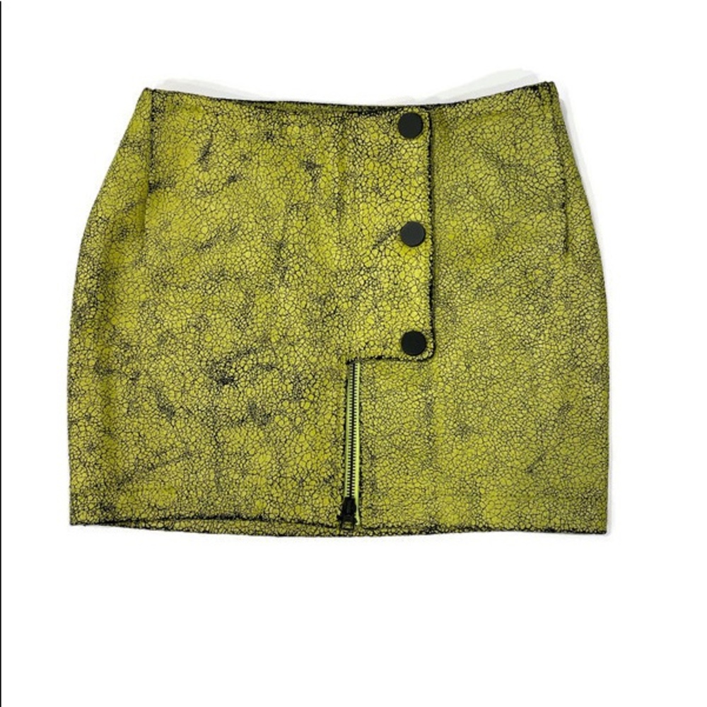 Opening Ceremony - Crackled Leather Snap Miniskirt
